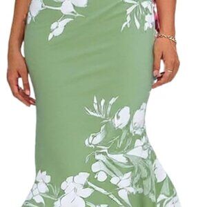 Women's Summer Fishtail Maxi Dress Floral Off Shoulder Bodycon Wedding Guest